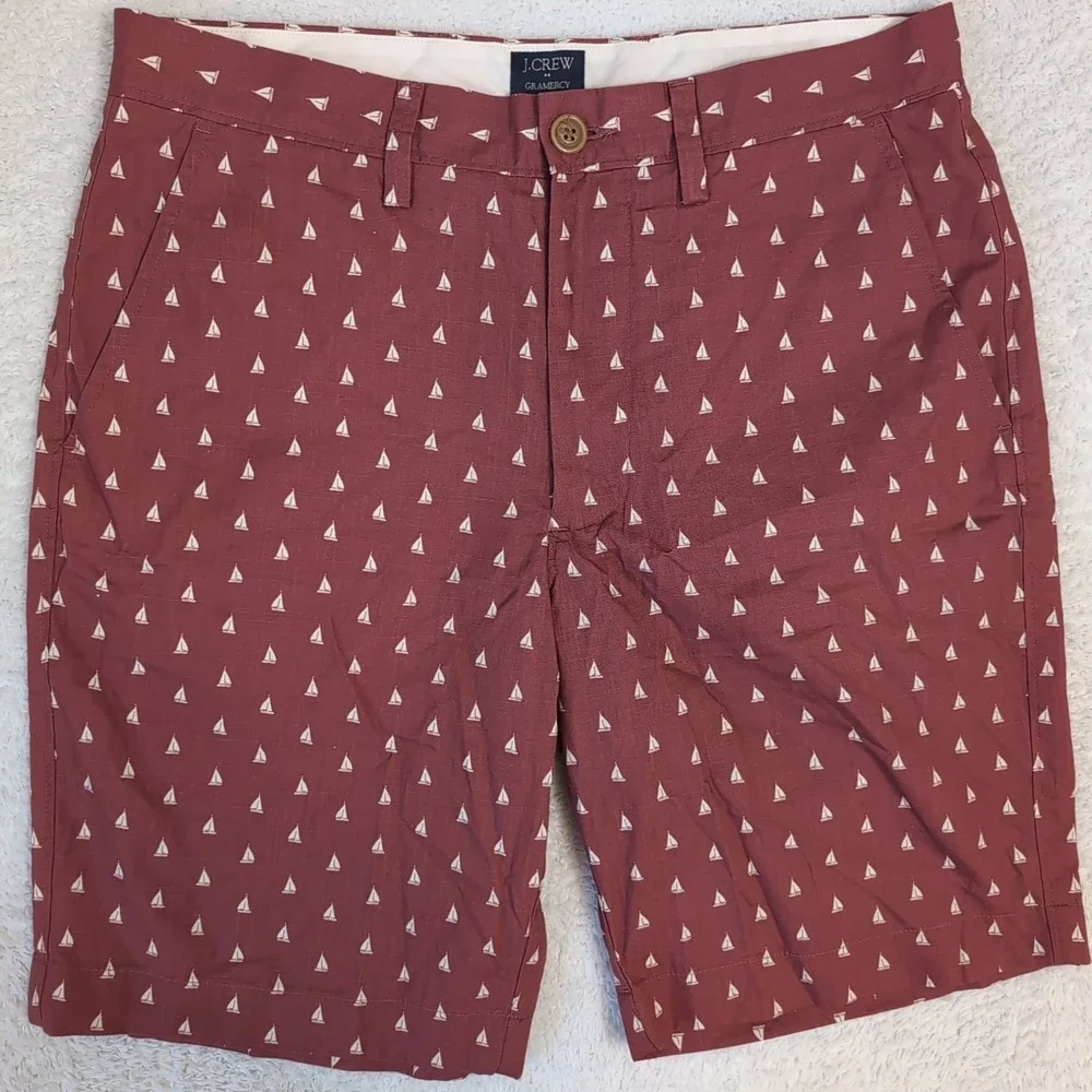 NEW J Crew Mens‎ Short Flat Front Red 30x8.5